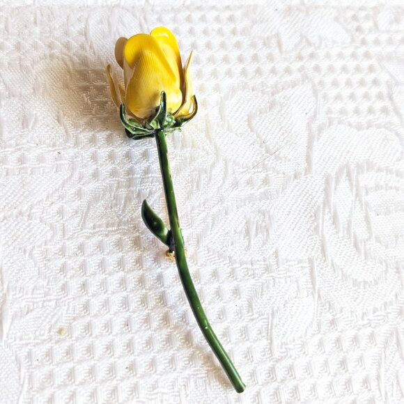 Original by Robert Yellow Rose Brooch - Flower Pin - Picture 1 of 5